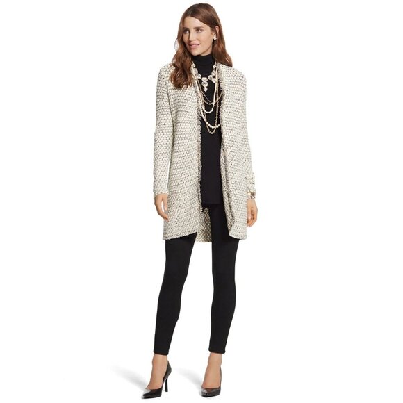 Chicos Womens Plus Texture Shine Gretchen Cardigan Open Fringe Sweater size XXL - Picture 13 of 14